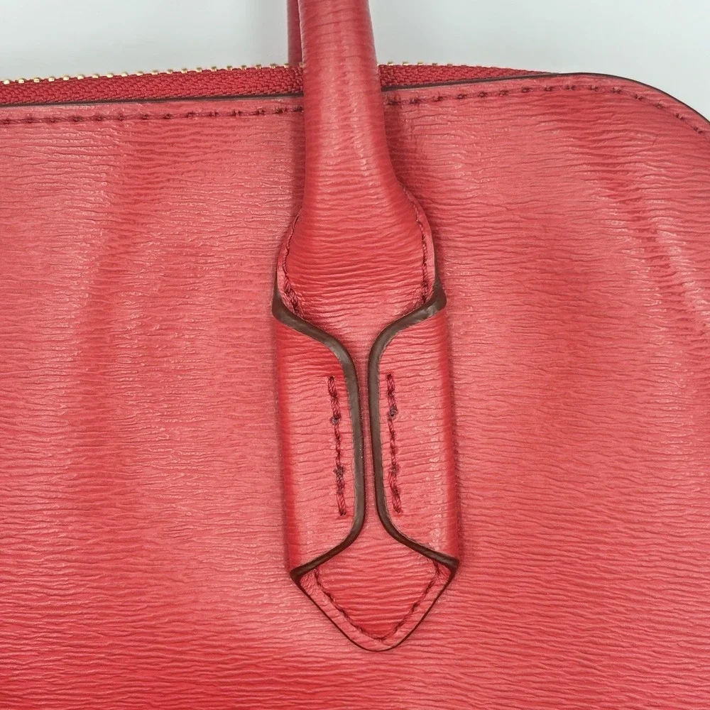 Ralph Lauren Tate Dome Satchel Red Leather Bag Gold Accents No Shoulder Strap - Picture 13 of 16